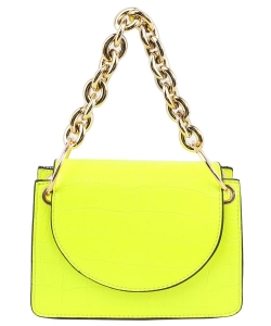 Croc Chain Link Convertible Bag Fanny Pack LHU428 NEON YELLOW